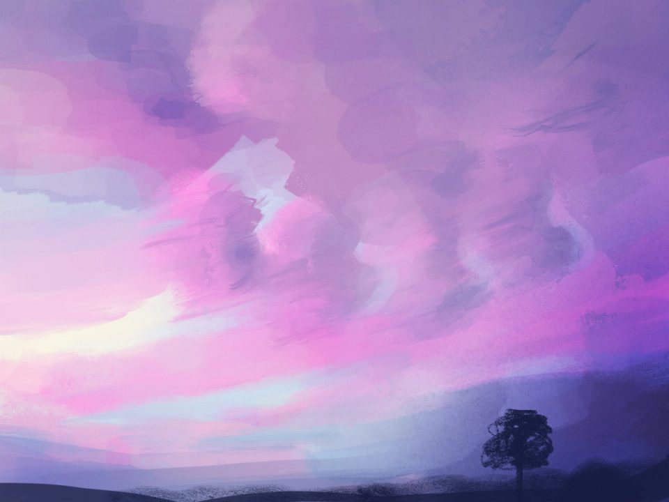 pink cloud, digital drawing