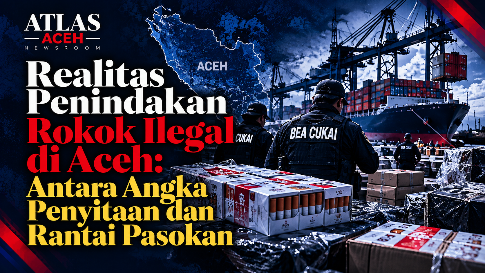 Sampul Atlas Intelligence Brief: Rokok Ilegal di Aceh—Penindakan Berjalan, Siapa Mengendalikan Pasokan?