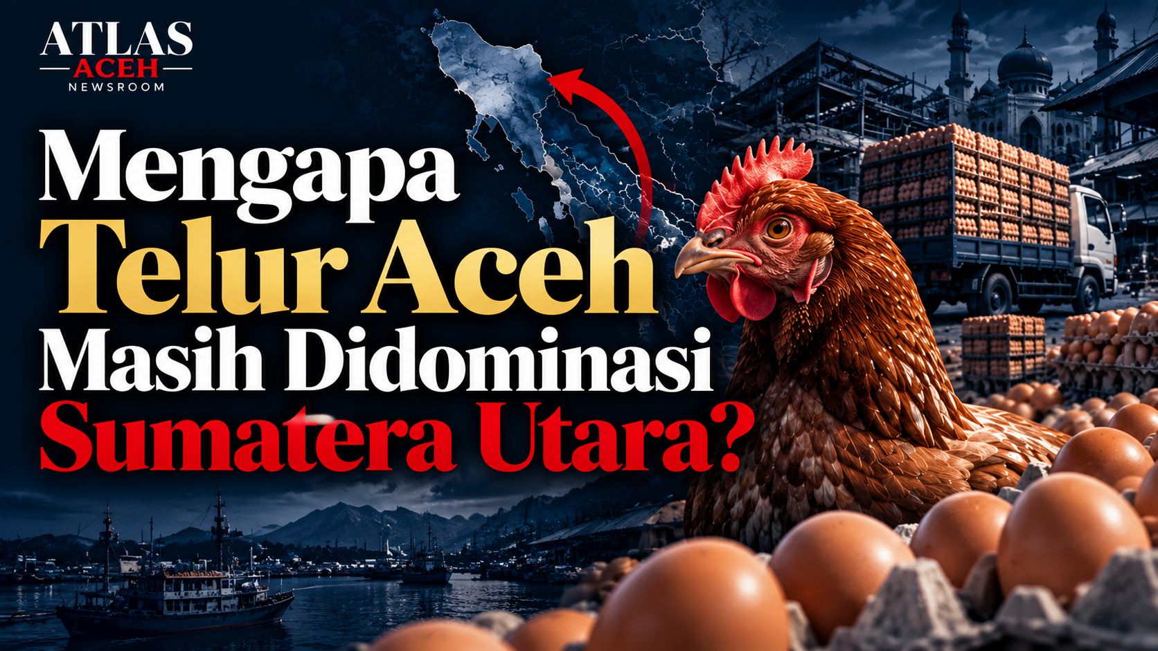Ilustrasi Atlas Aceh Intelligence Brief tentang rantai ekonomi telur Aceh dan Sumatera Utara