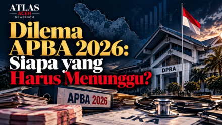 Ilustrasi Atlas Aceh Intelligence Brief tentang APBA 2026, kebutuhan JKA, Pokir dan daftar program yang berpotensi direalokasi