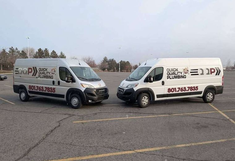 Quick Quality Plumbing emergency service vans ready for 24/7 plumbing calls in Utah