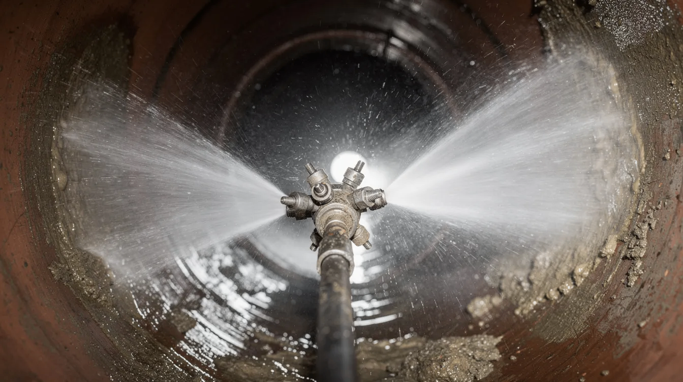 Pressure cleaning a sewer pipe