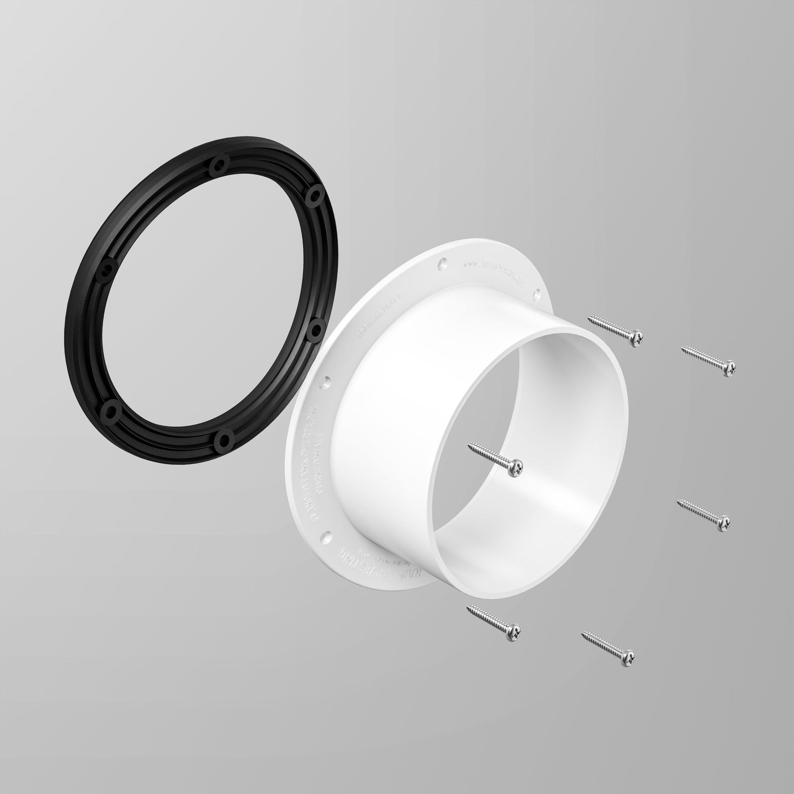 Kit - 100mm Curved Wall Overflow + Gasket + Screws - 3