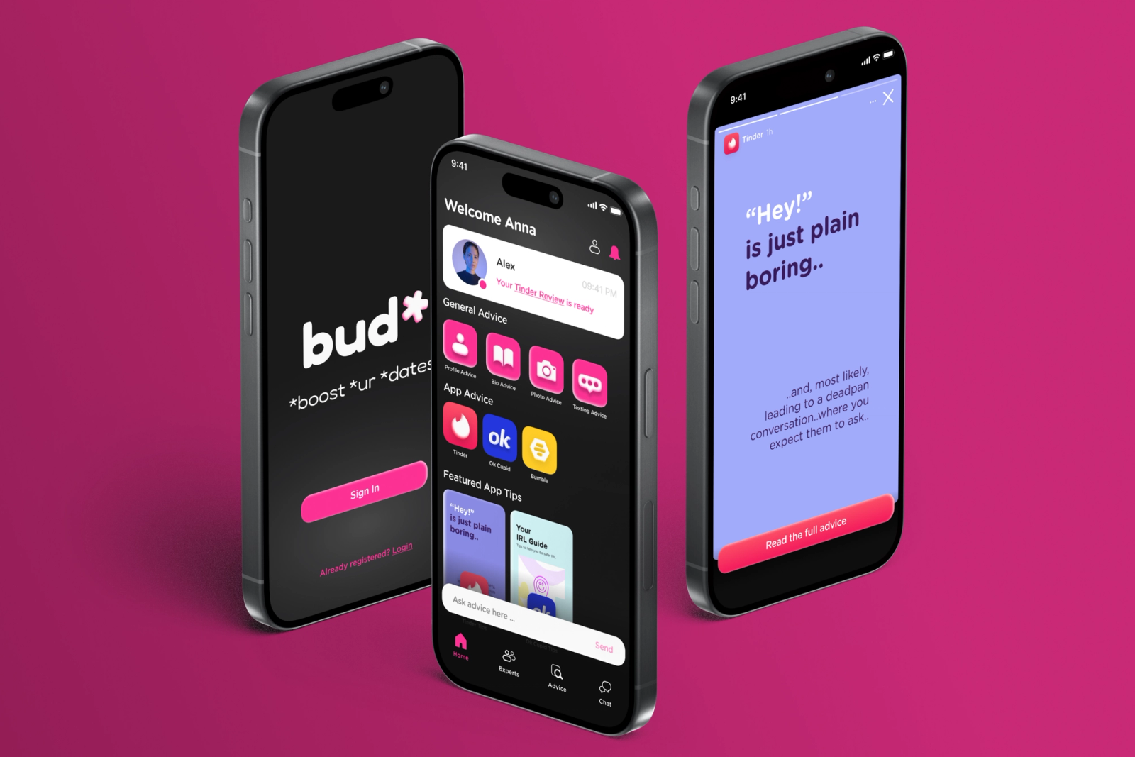 Onboarding, home and advice screen
