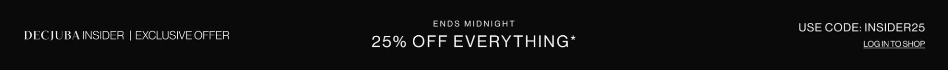 25% OFF EVERYTHING TOP BANNER