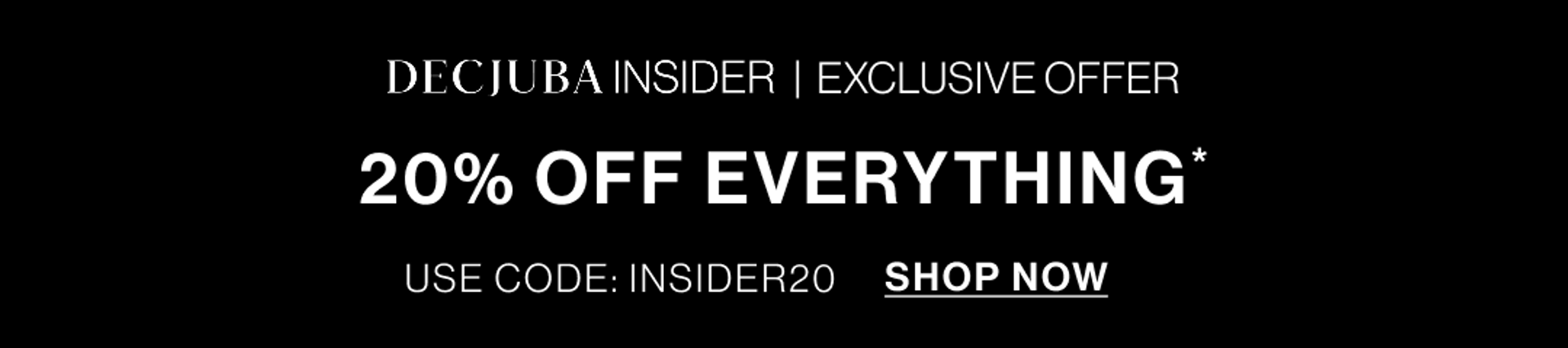 IN STORE & ONLINE 20% OFF EVERYTHING TOP BANNER