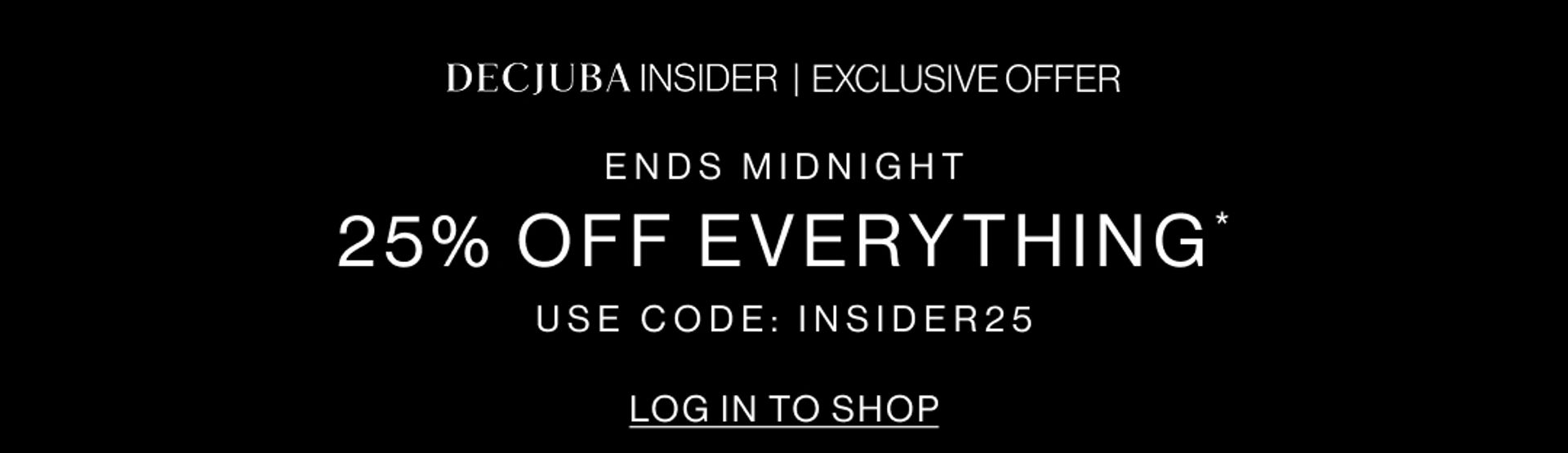 25% OFF EVERYTHING TOP BANNER