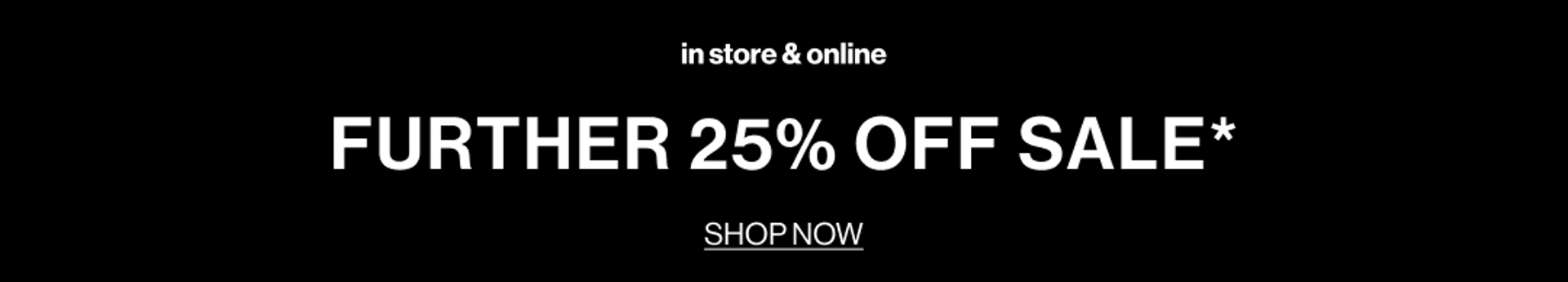 black banner with white text with sale message