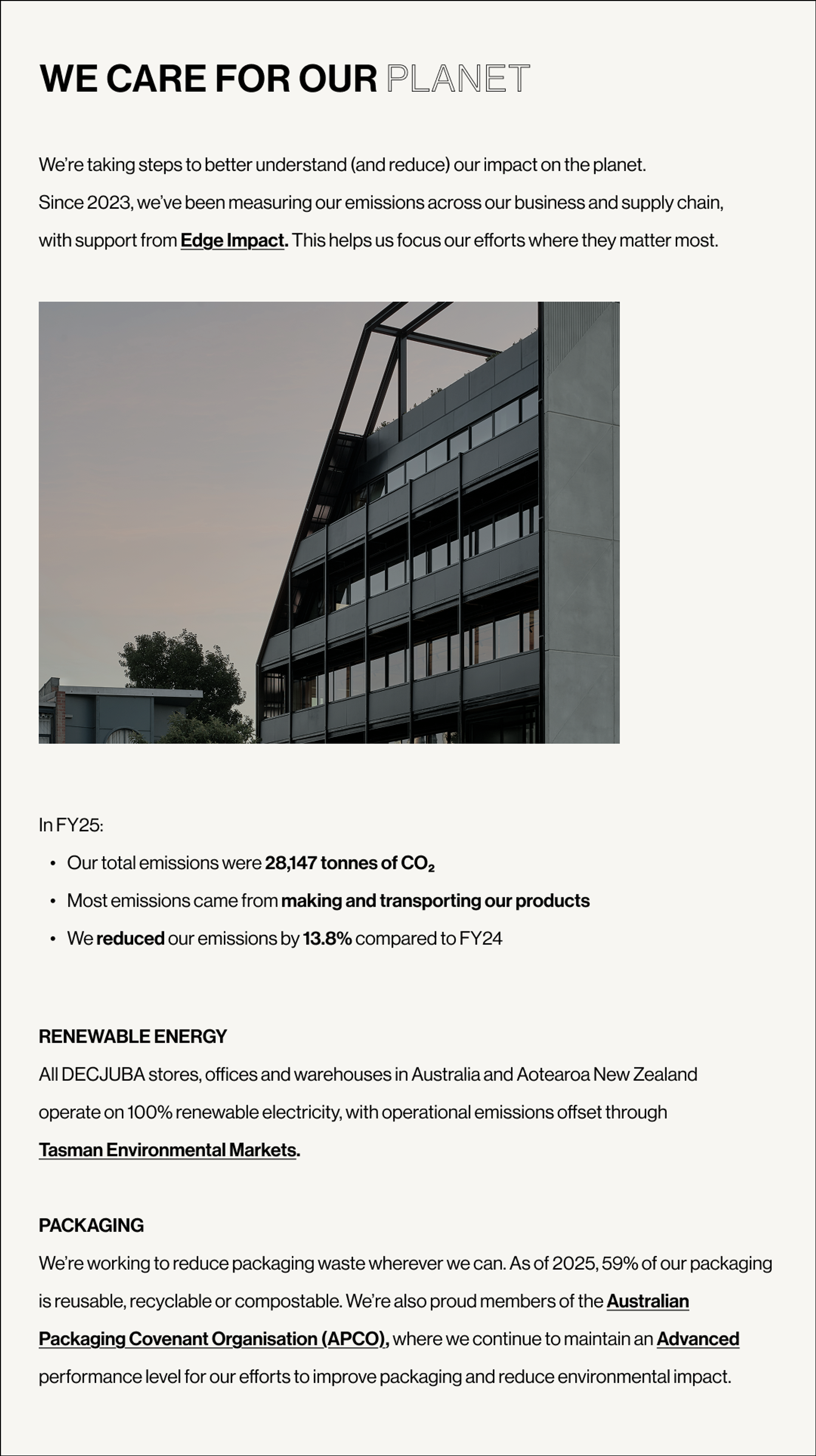 WE CARE FOR OUR PLANET