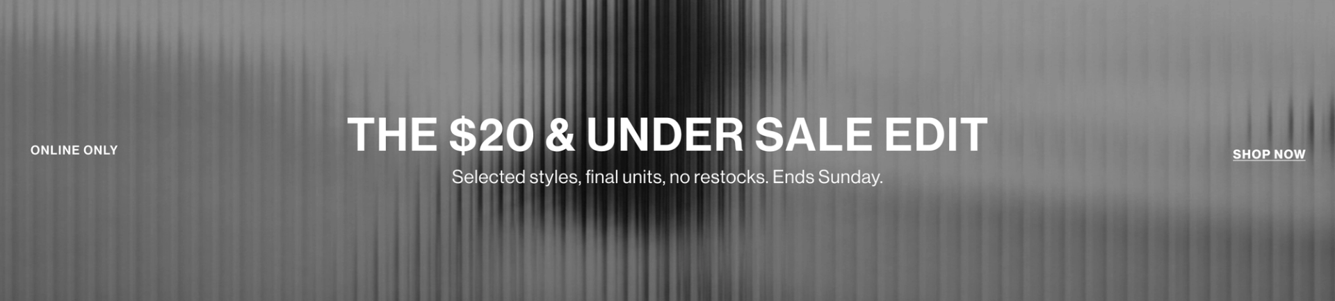 ONLINE ONLY THE $20 & UNDER SALE EDIT SHOP NOW