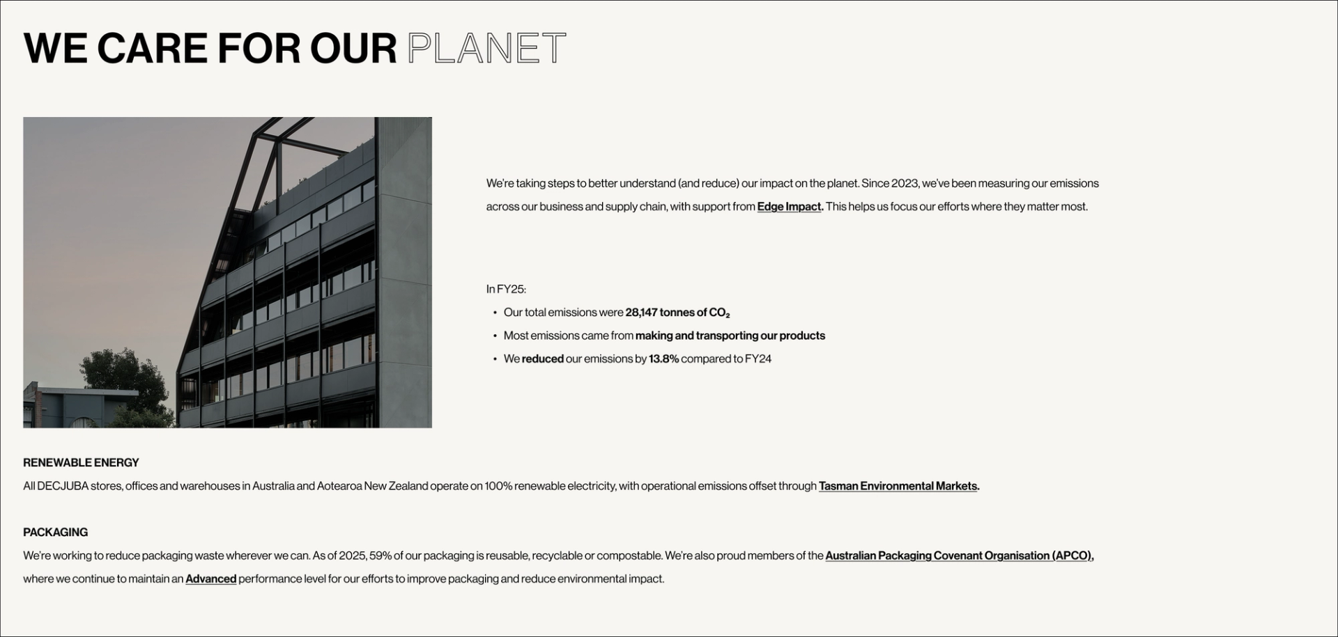 WE CARE FOR OUR PLANET