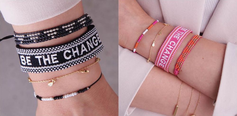 #BETHECHANGE bracelets packs. Available in two colours, $19.90.