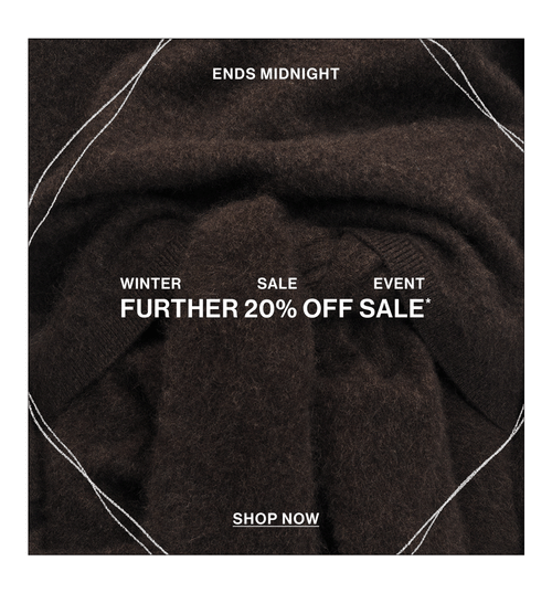 Brown knit texture with text that reads "Winter sale event further 20% off"