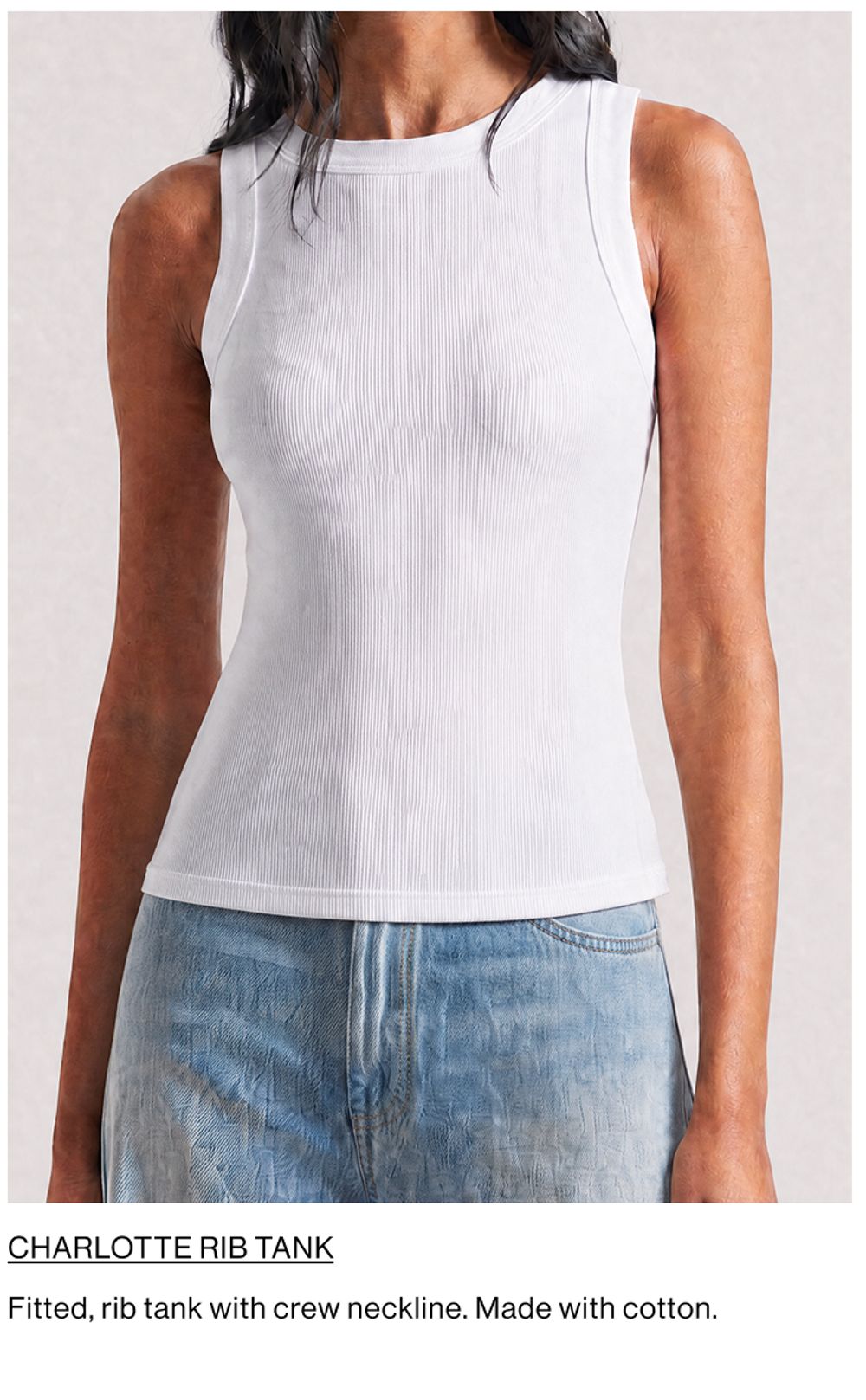 Text that reads "Straight, an everyday staple with a straight cut from hip to hem"