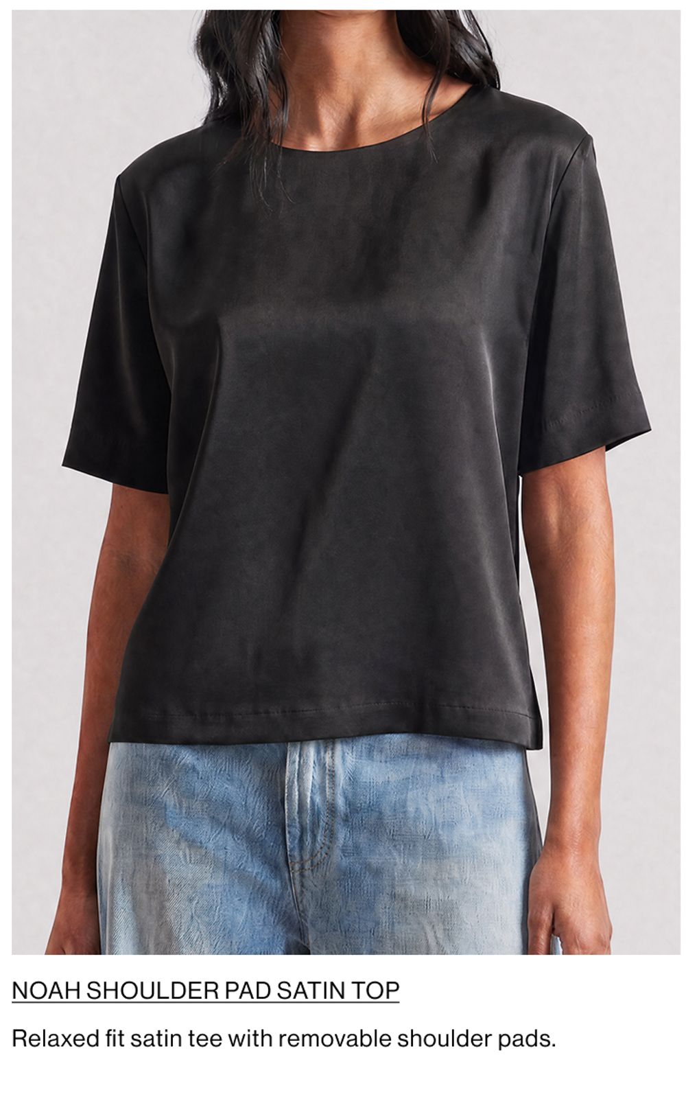 NOAH SHOULDER PAD SATIN TOP
