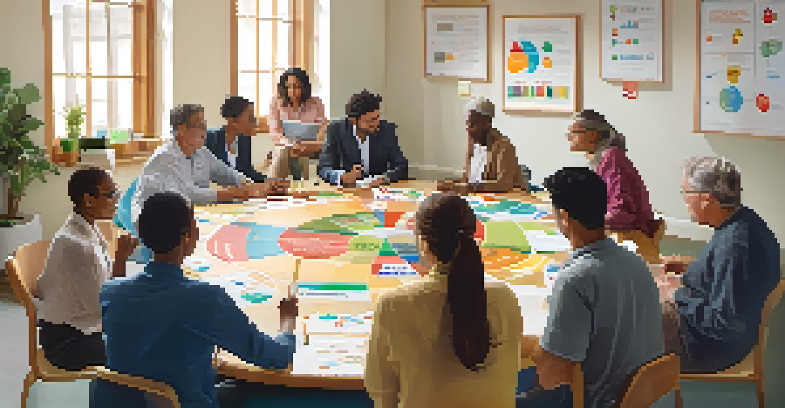 A diverse group of representatives from local organizations collaborating around a table to discuss community health strategies.
