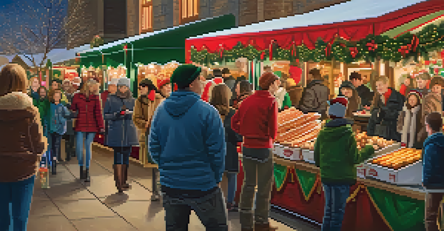Families celebrating the holiday season at the Dallas Christmas Market, surrounded by festive decorations and activities.