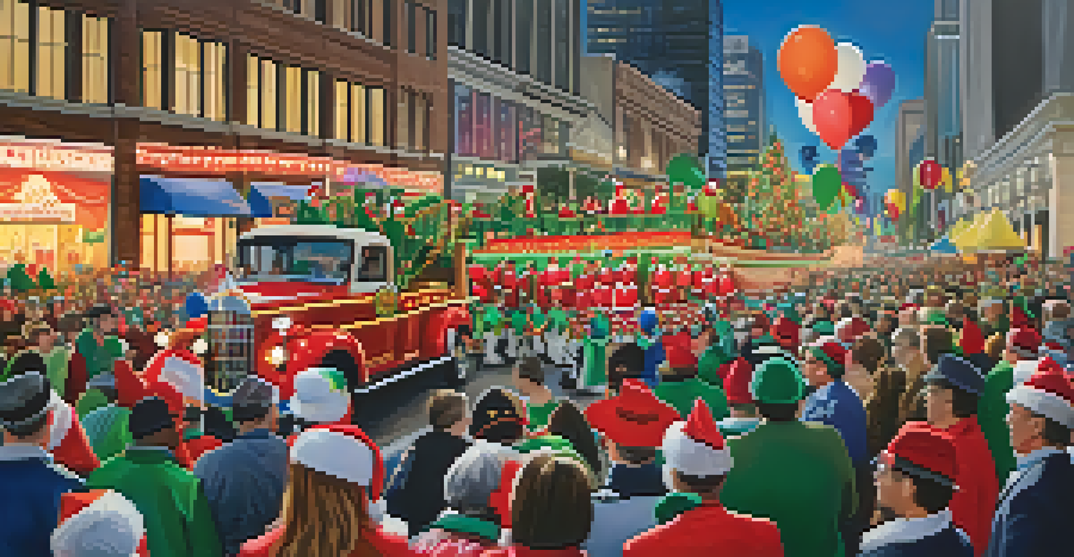 A festive parade in Dallas with colorful floats and people celebrating.