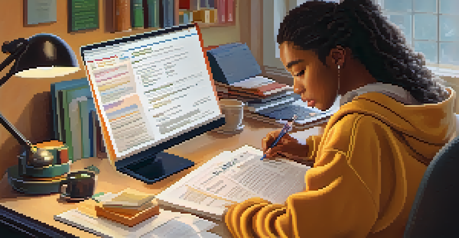 A student concentrating on filling out the FAFSA form at a study desk, surrounded by educational resources and a warm atmosphere.