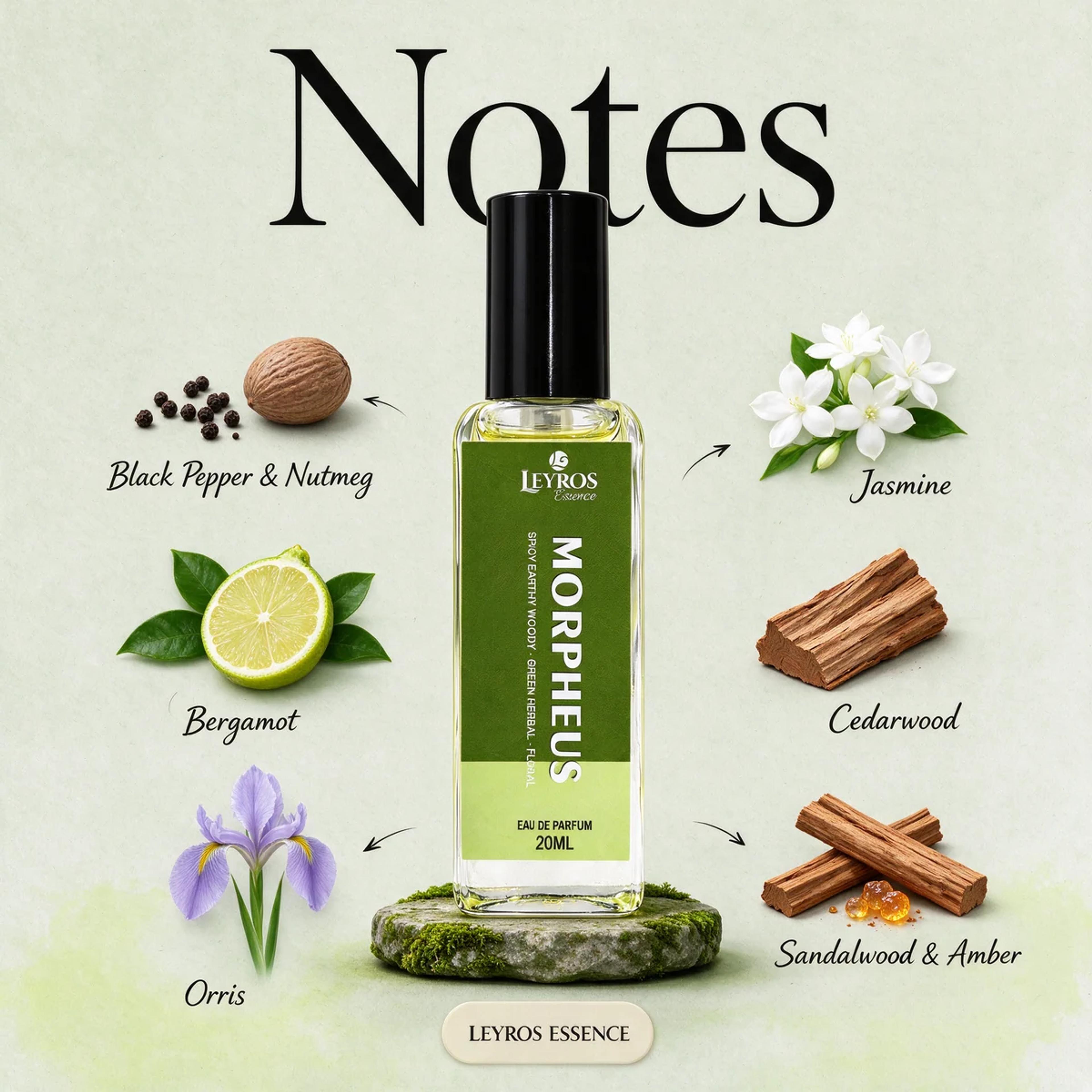 Morpheus Eau de Parfum 20ml | Spicy, Earthy & Woody | Green Herbal Perfume for Men product image 3