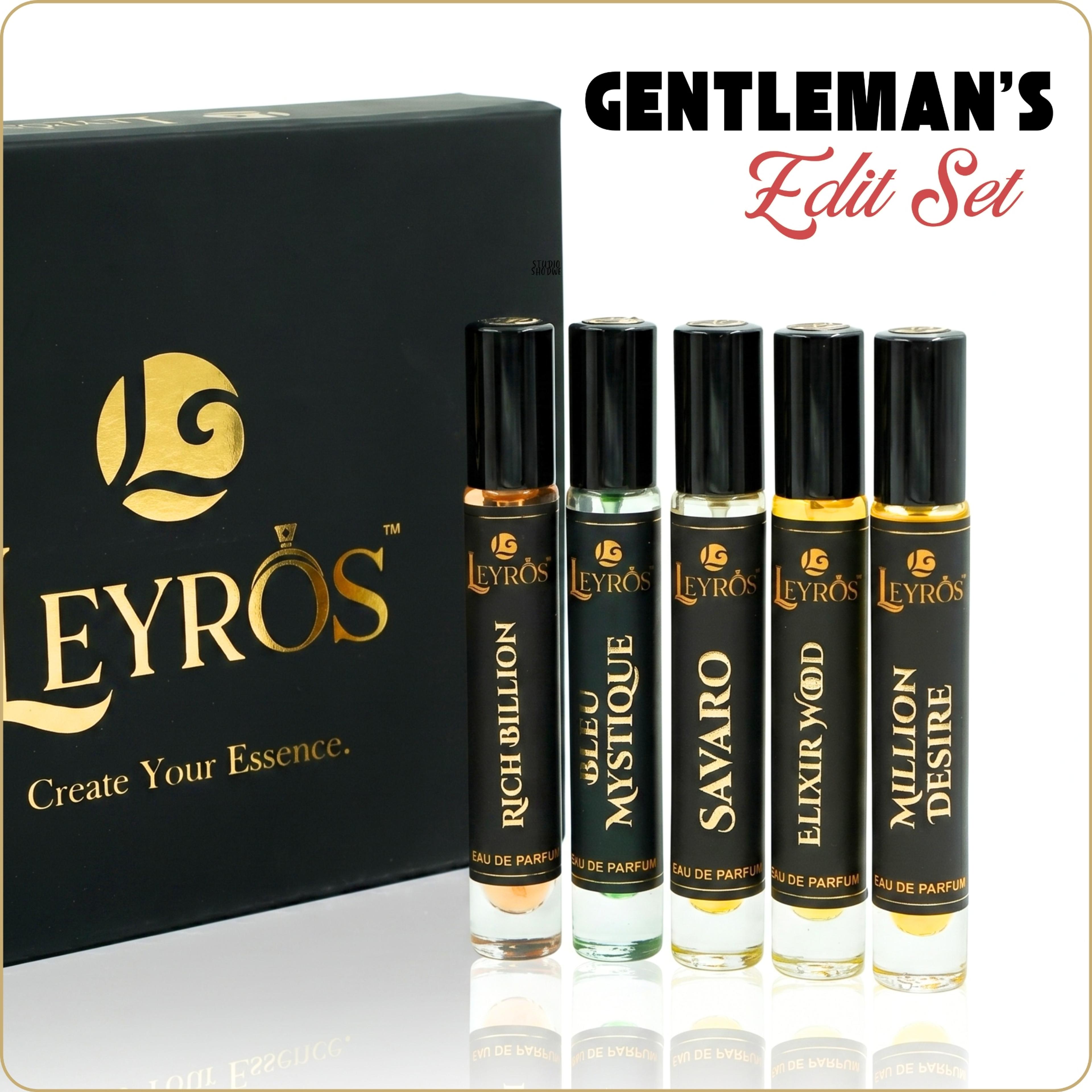 Gentleman's Edit Set - 10ML (Set of 5) | Savaro- Rich Billion - Bleu Mystique - Elixir Wood - Million Desire Discovery Set | 5 Premium Eau De Parfum for Men