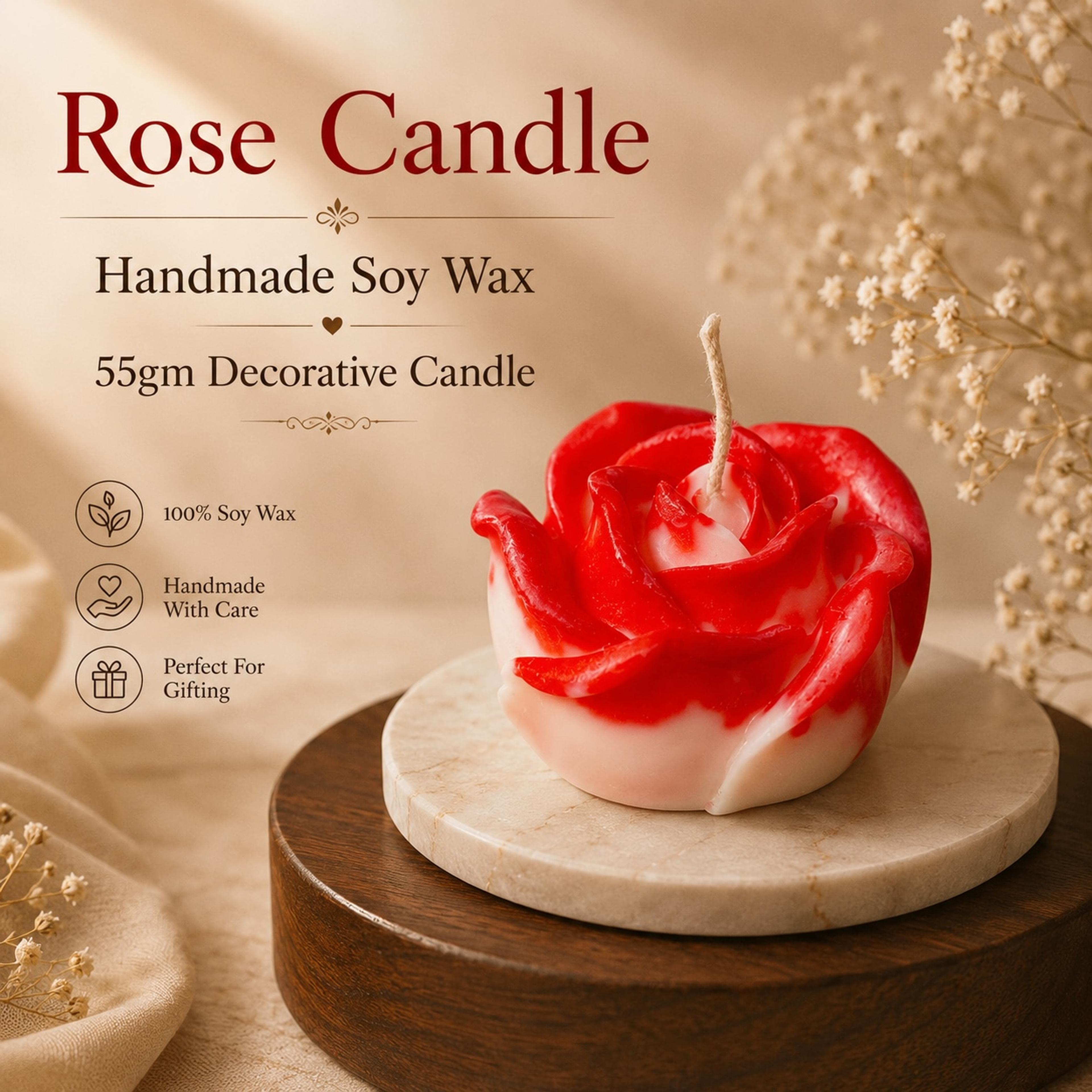 Rose Scented Handcrafted Blooming Soy Wax Candle | 55 GM