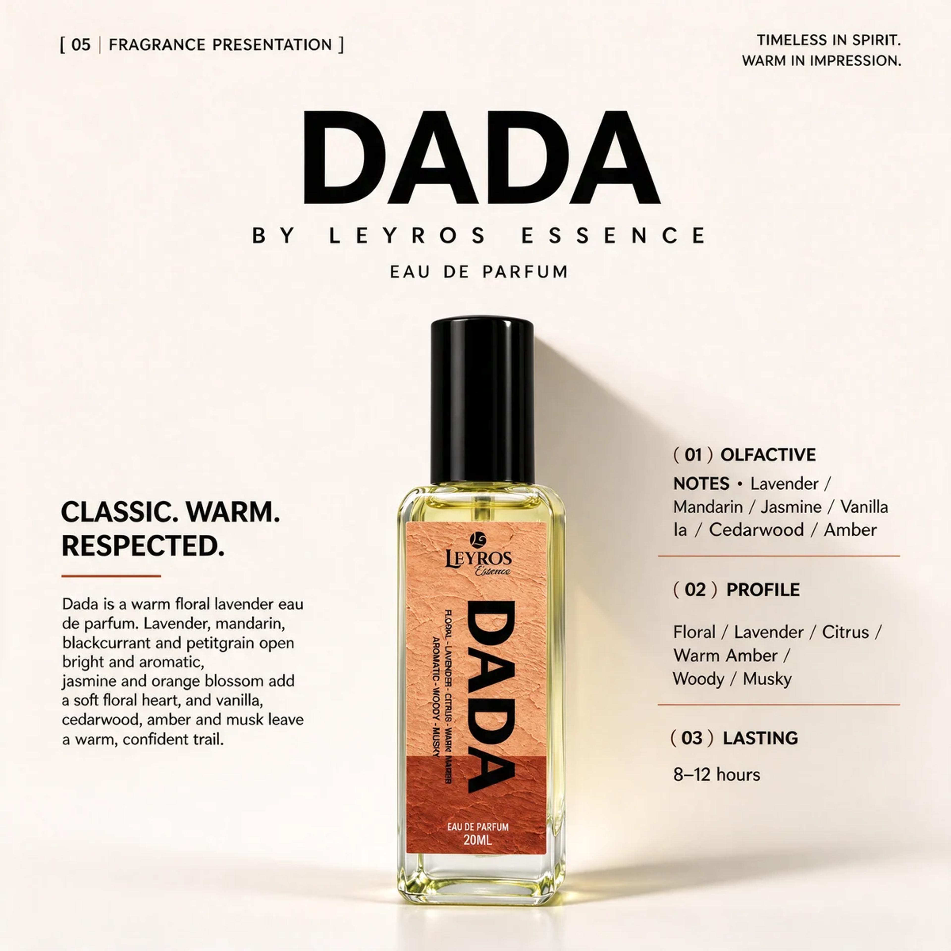 Dada Eau de Parfum 20ml | Lavender, Citrus & Warm Amber | Classic Perfume for Men product image 6