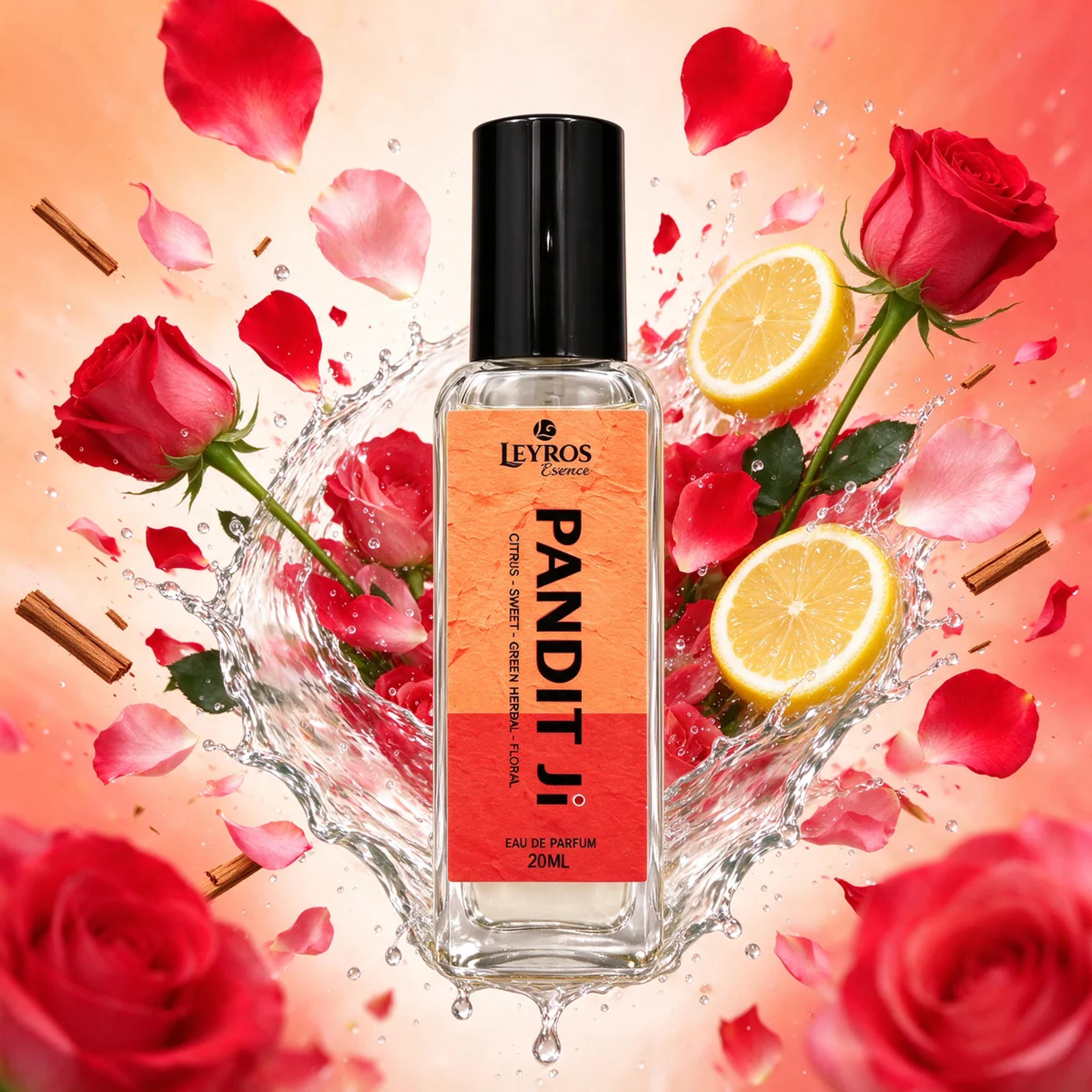 Pandit Ji Eau de Parfum 20ml | Fresh Rose, Citrus & Sandalwood | Fresh Floral Perfume