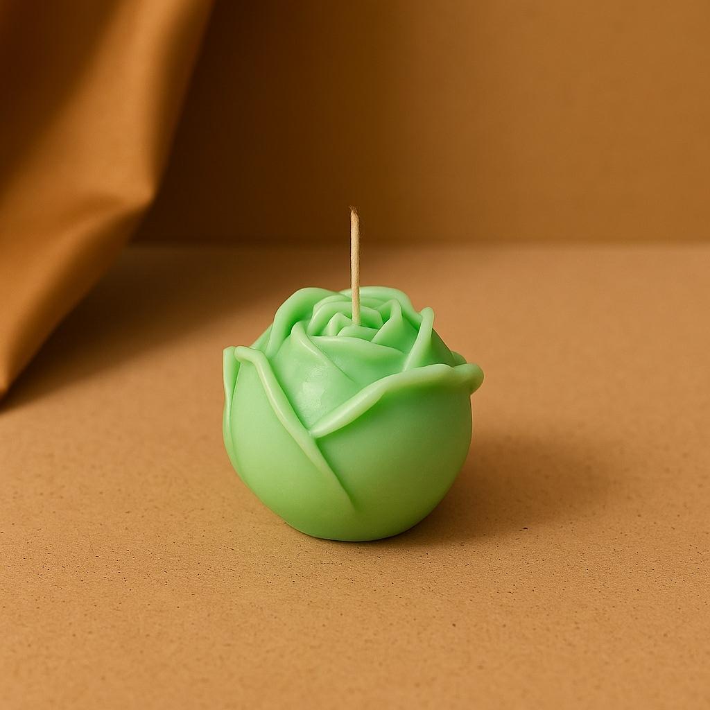 Handcrafted Blooming Rose Scented Soy Wax Candle (Mint Green) | 90 GM