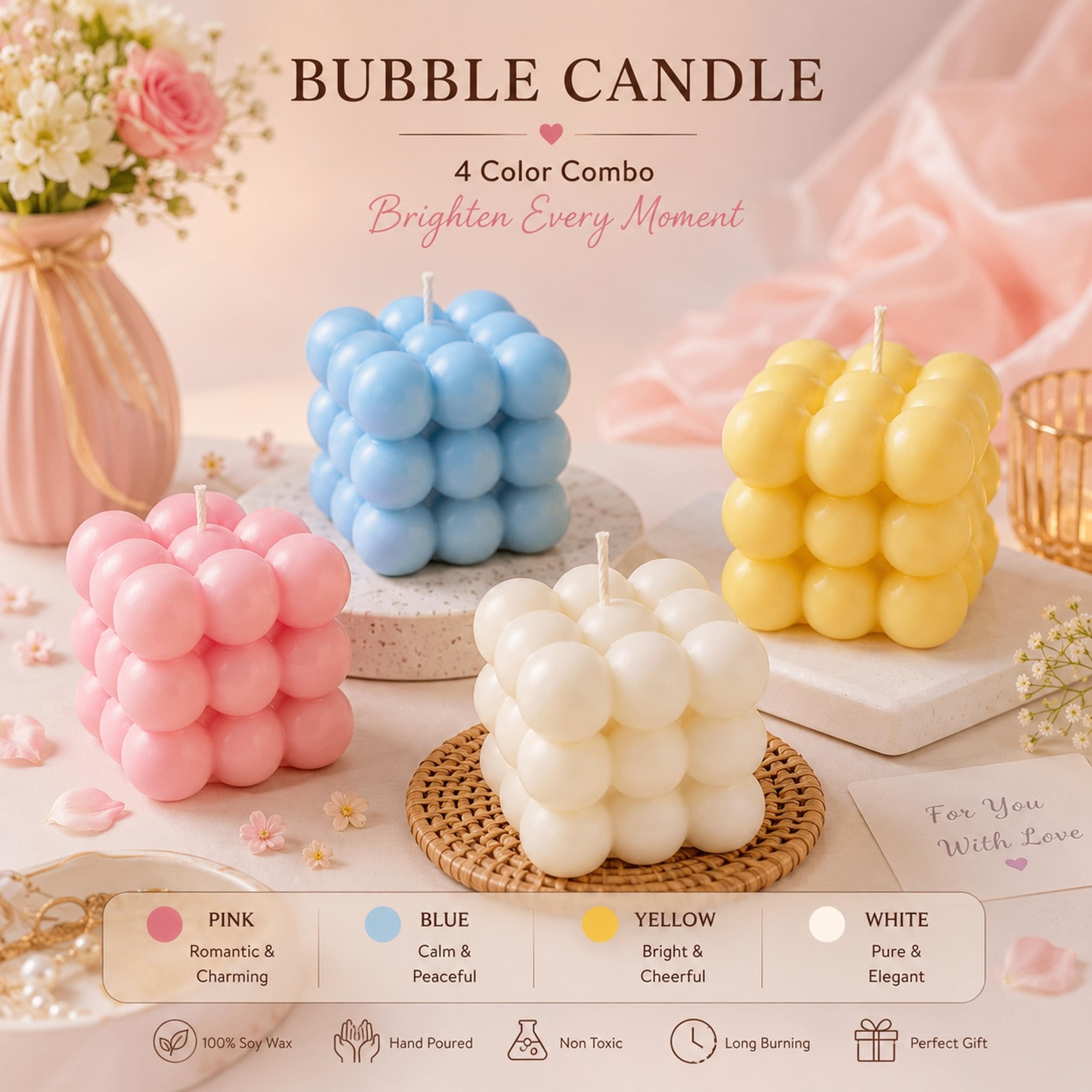 Blue Bubble Cube Soy Wax Candle | Aesthetic Handmade Decorative Candle for Home Décor & Gifting | 30 GM