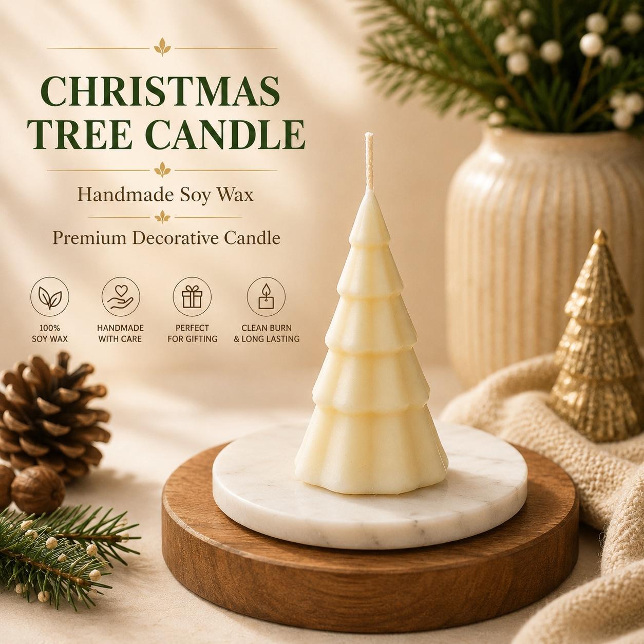 Christmas Tree Scented Candle – Warm Vanilla & Cream | 20 GM