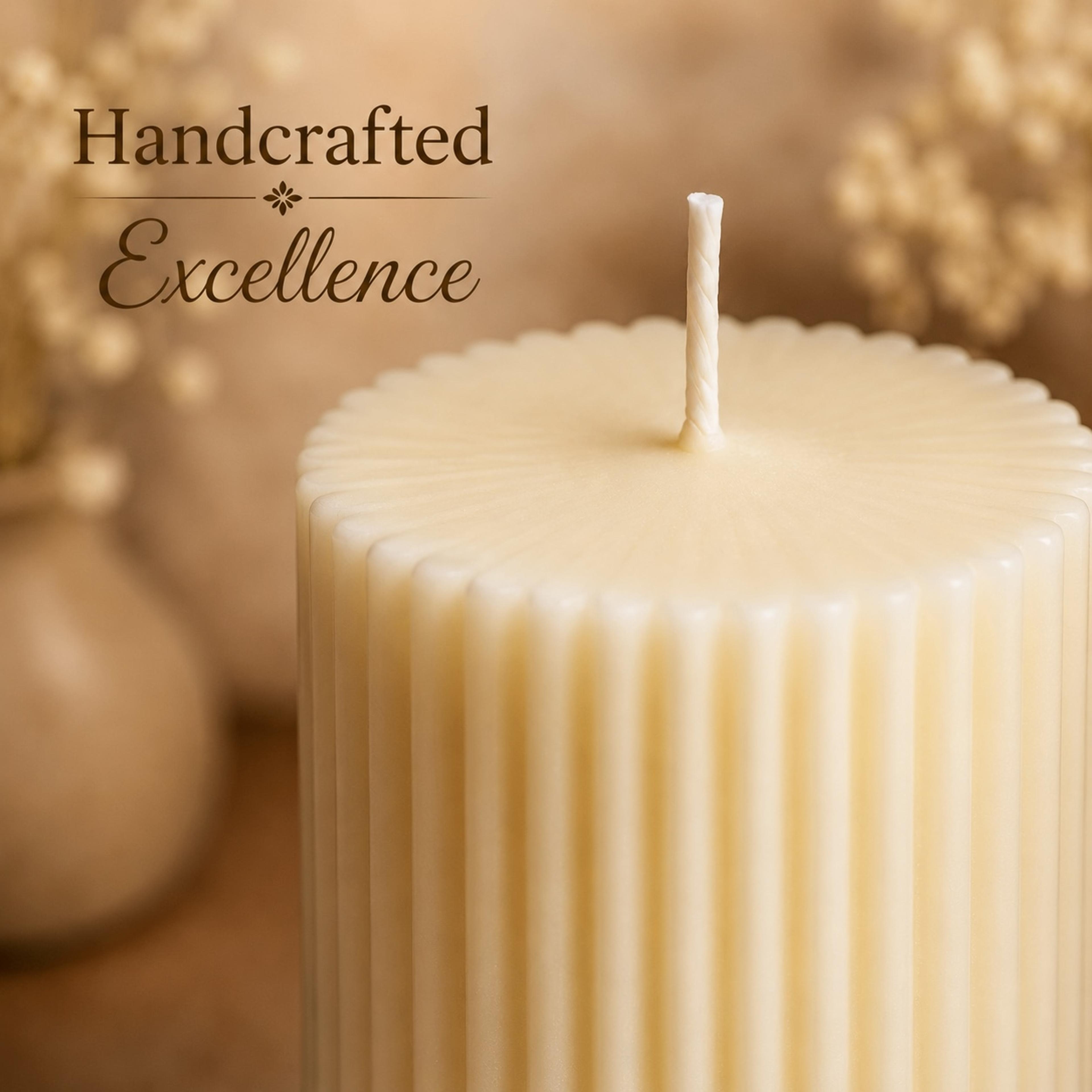 Handcrafted Ribbed Small Pillar Candle – 100% Premium Soy Wax (Calm Fragrance)