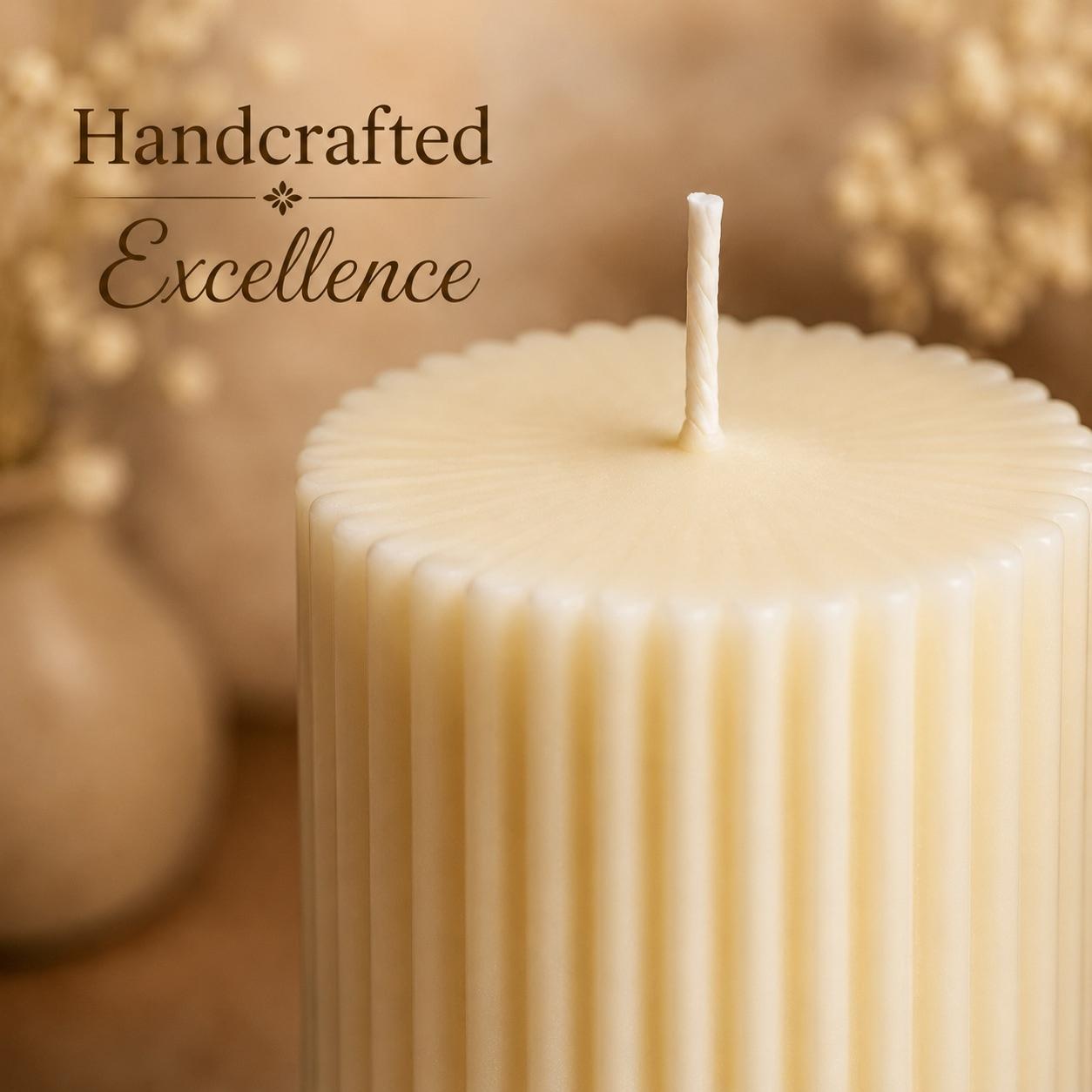 Handcrafted Ribbed Small Pillar Candle – 100% Premium Soy Wax (Calm Fragrance)