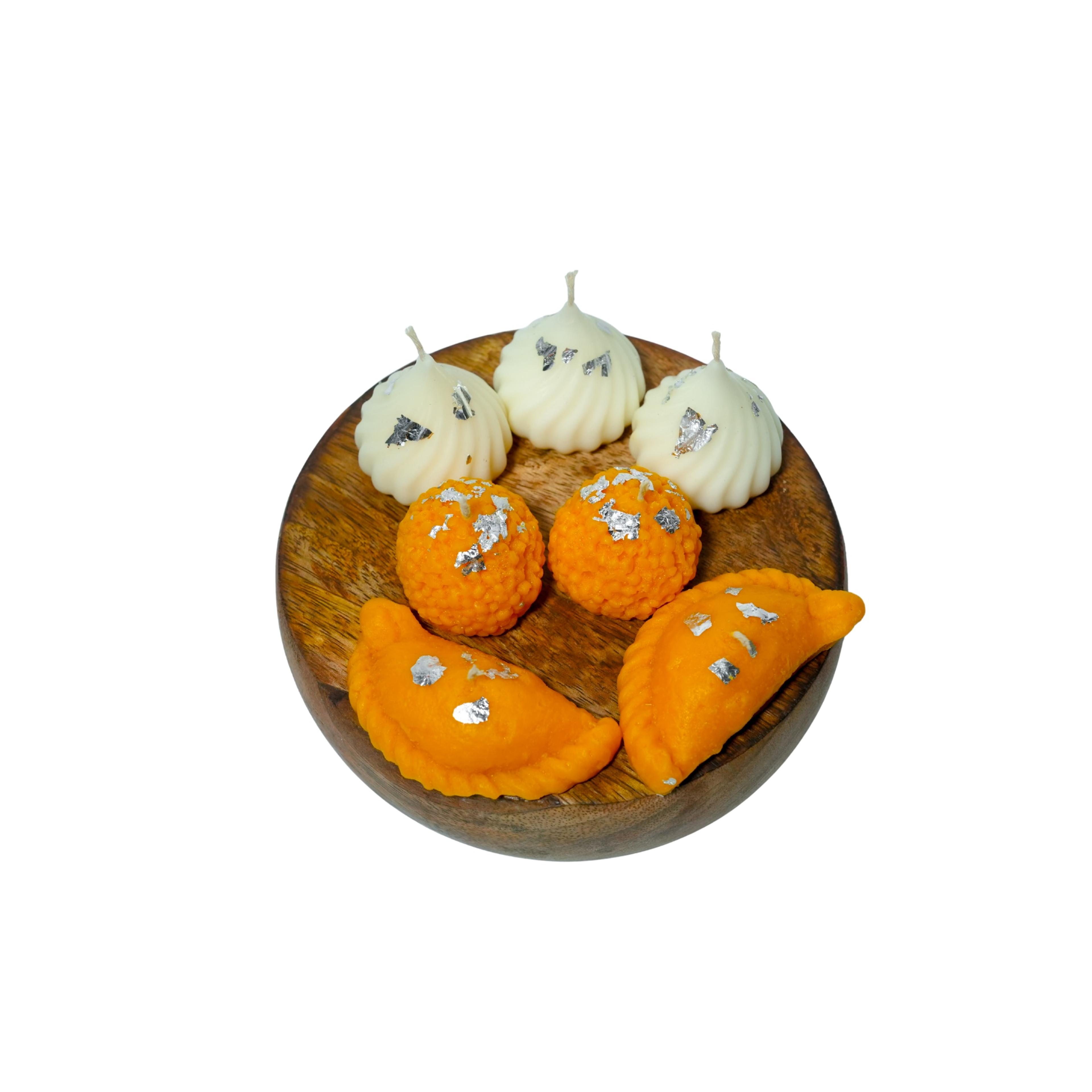 Handcrafted Festive Mithai Scented Soy Wax Candle Assortment – Traditional Sweet Platter
