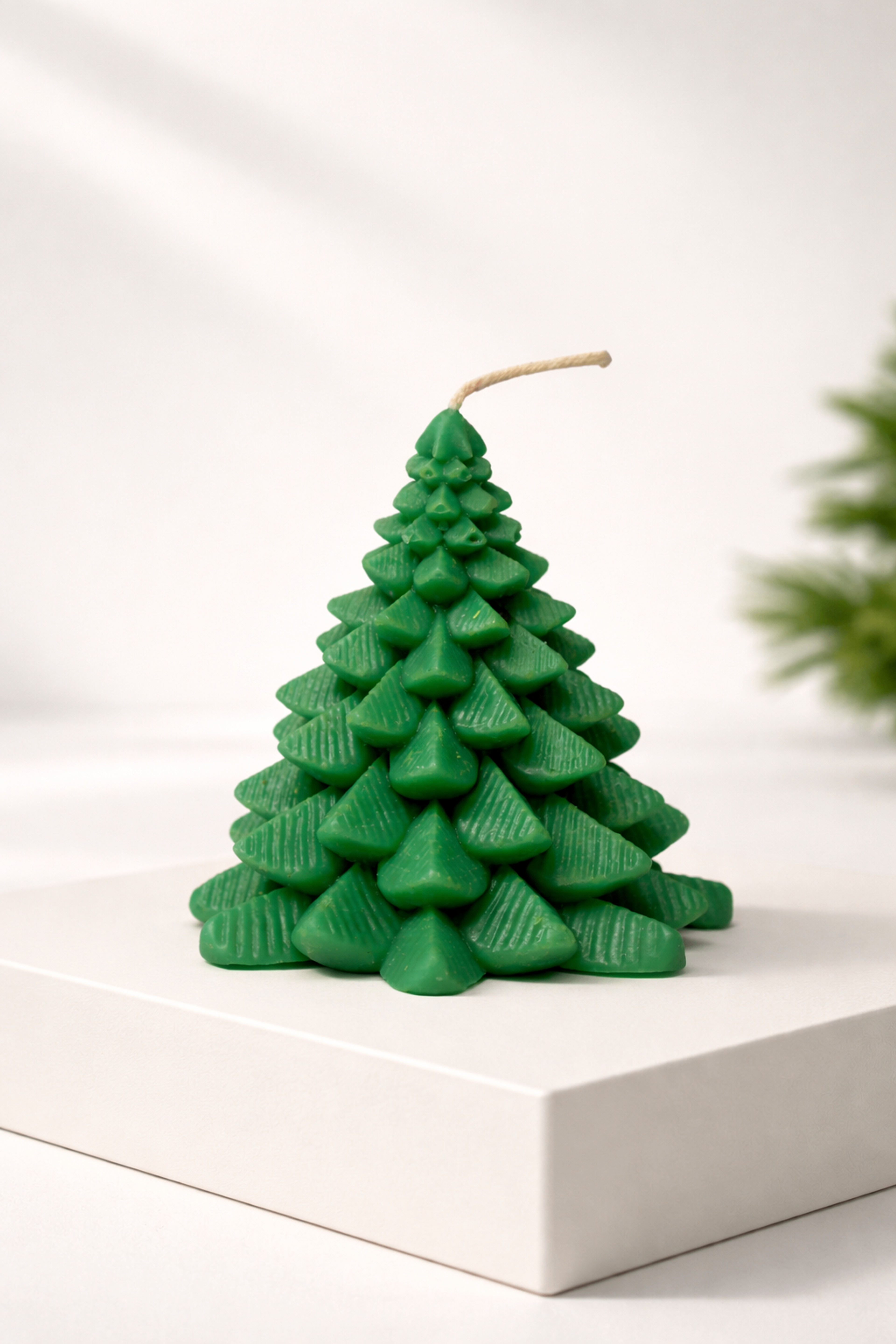 Christmas Tree Shaped Scented Candle – Rich Sandalwood & Emerald | 70 GM