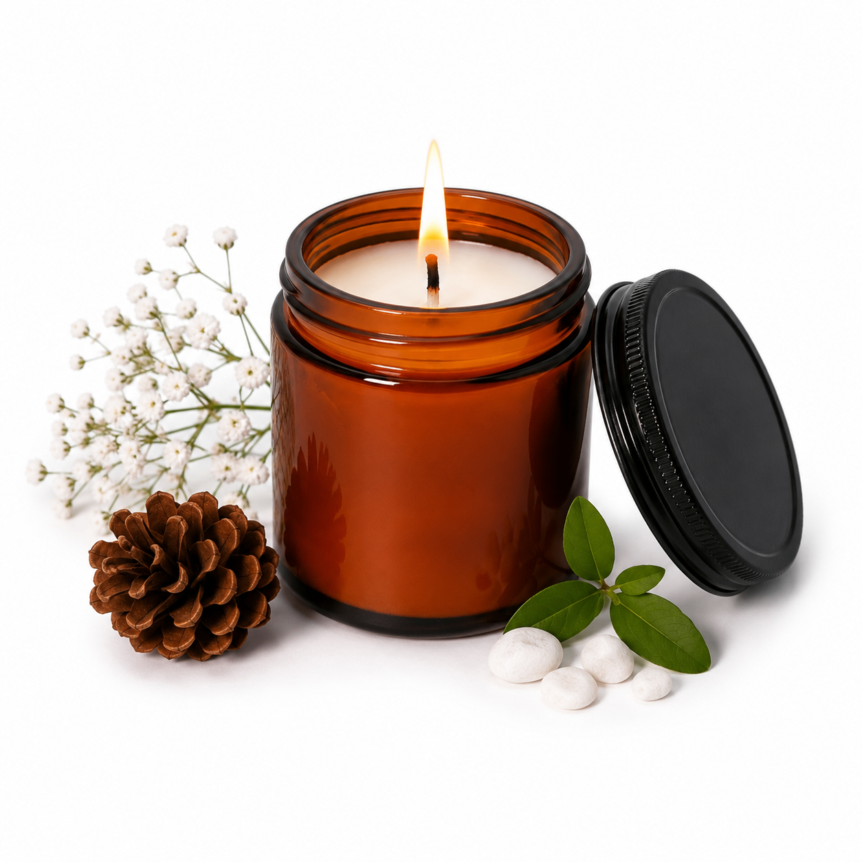 Vanilla Scented Soy Wax Candle | Natural Soy Wax Aromatherapy Candle in Amber Glass Jar | 100 GM