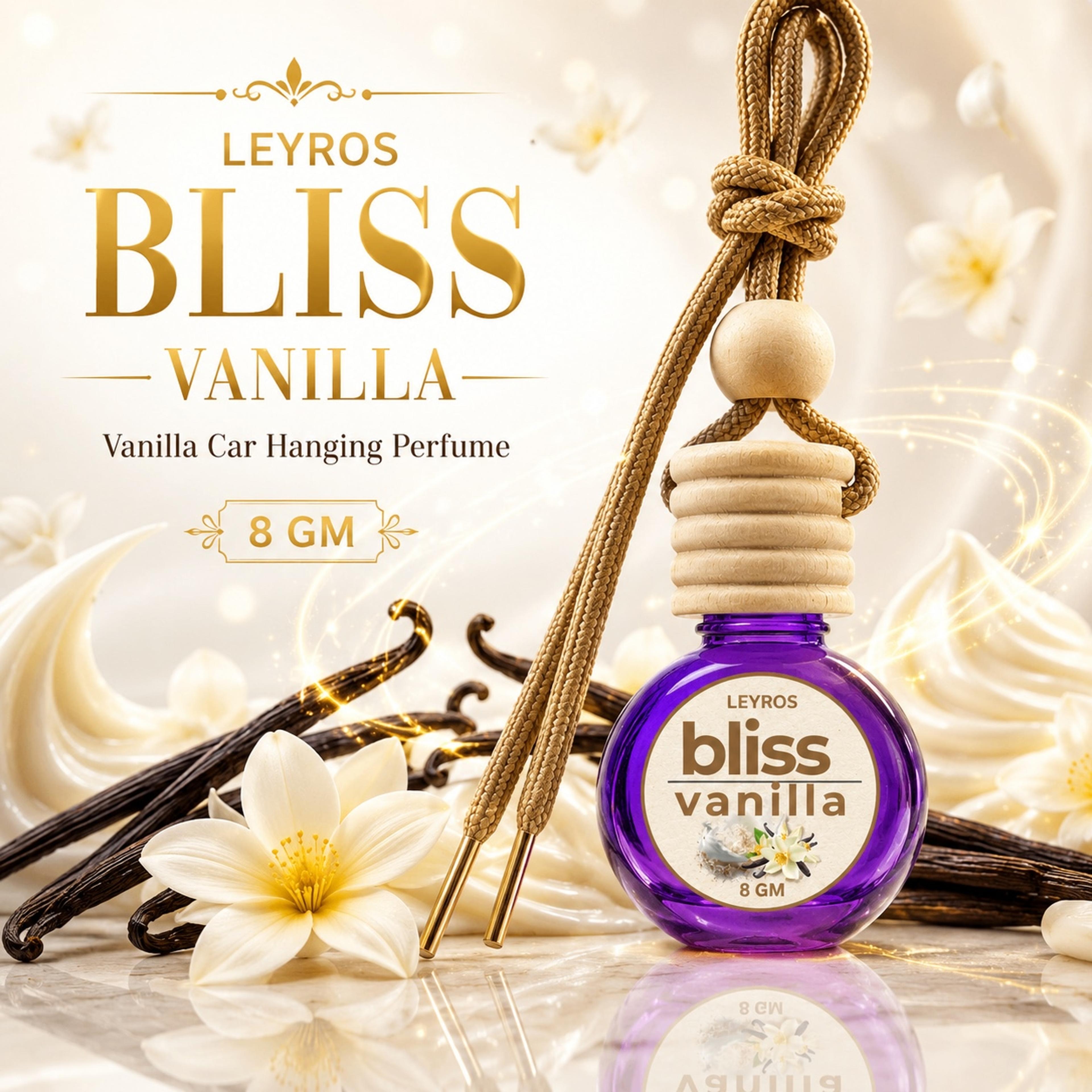 Bliss Vanilla Car Hanging Perfume 8gm - Premium Sweet Vanilla Luxury Car Freshener & Fragrance for Rearview Mirror - Fresh Creamy Sweet Vanilla Fragrance 40-45 Days Lasting Best for Summer.