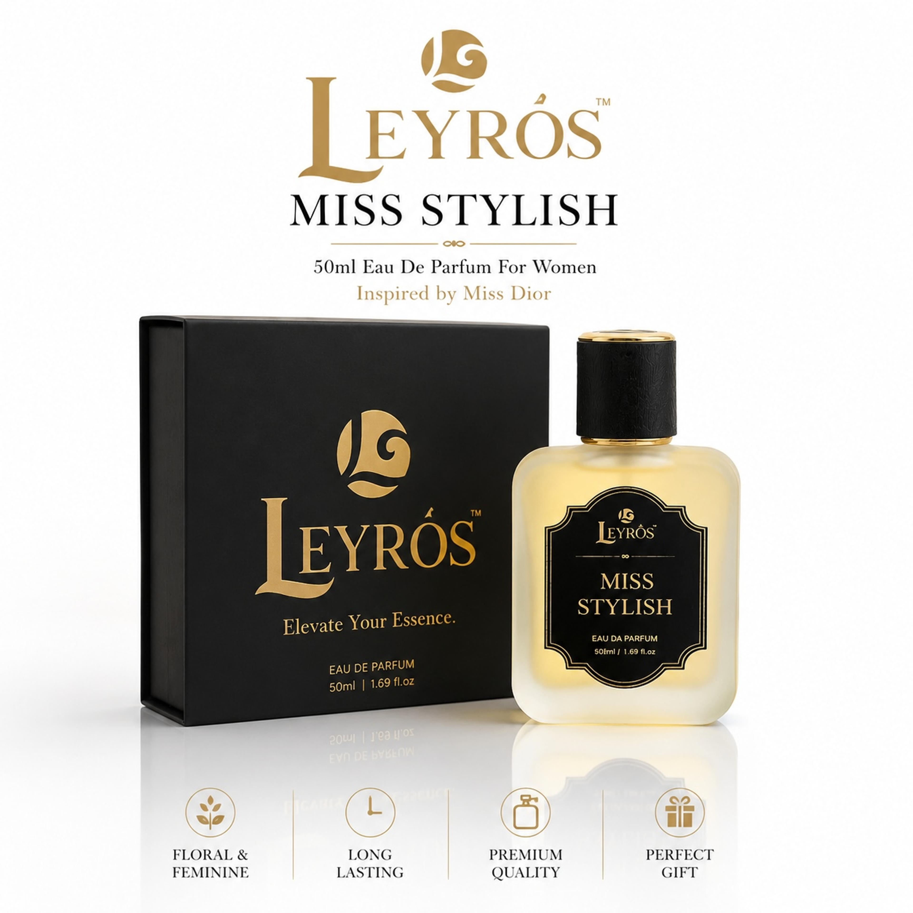 Miss Stylish Women Luxury Gift Pack Perfume | Floral, Fresh & Musky Fragrance | Miss Dior Eau De Parfum • 50ml