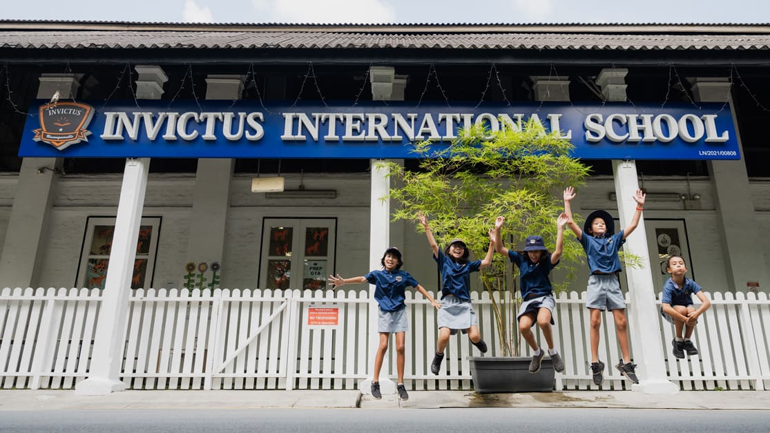Image of kids jumping and playing outside of Invictus Dempsey Hill
