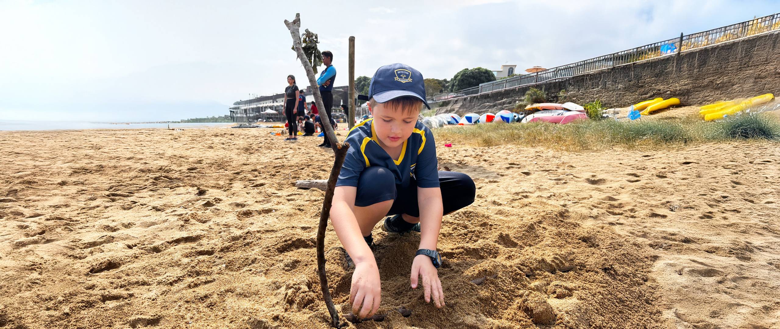 Primary student at beach