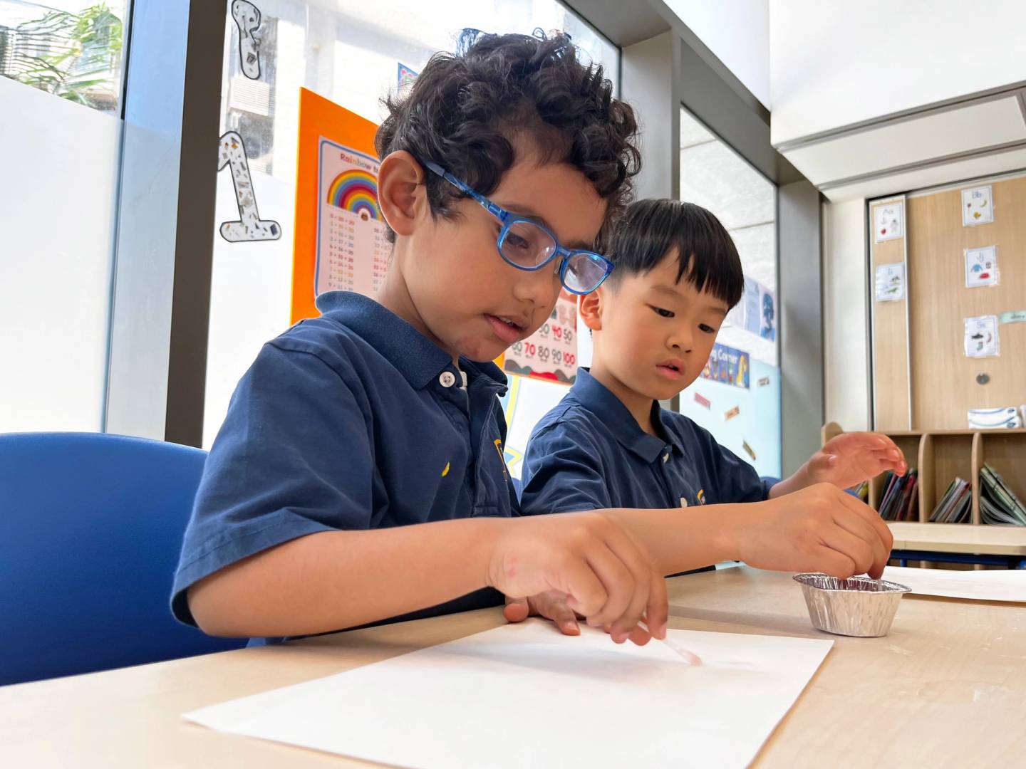 Primary students studying in class