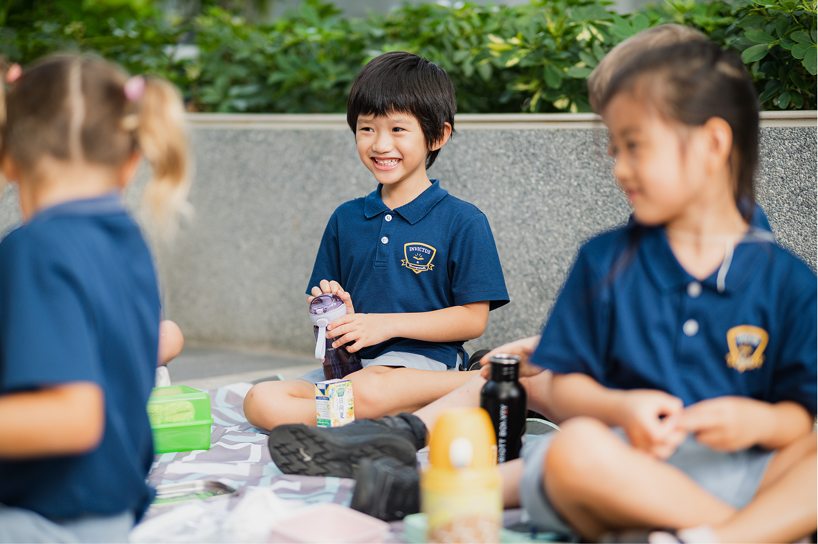 Students smiling outdoors
