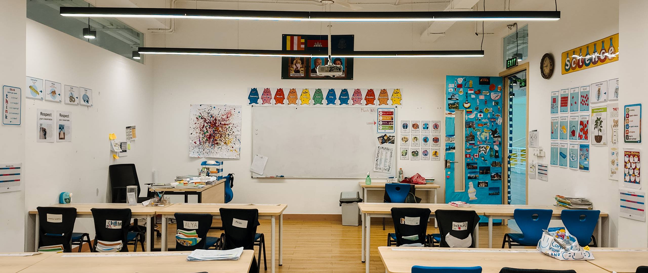Bright and colourful early years classroom at Invictus Phnom Penh, equipped with child-sized furniture, toys, and learning materials.