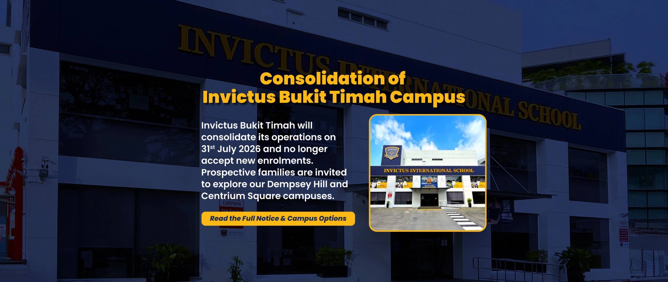 Consolidation of Invictus International School (Bukit Timah)