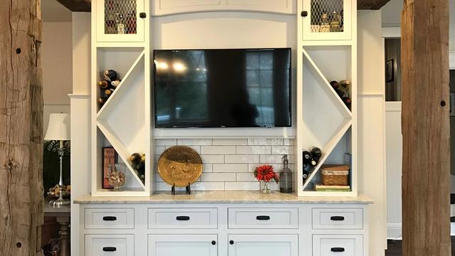 White Inset Cabinetry with Subway Tile Backsplash by Dana Snyder