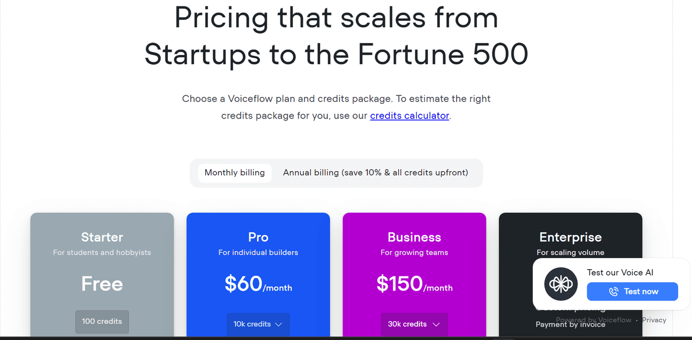 Voiceflow pricing