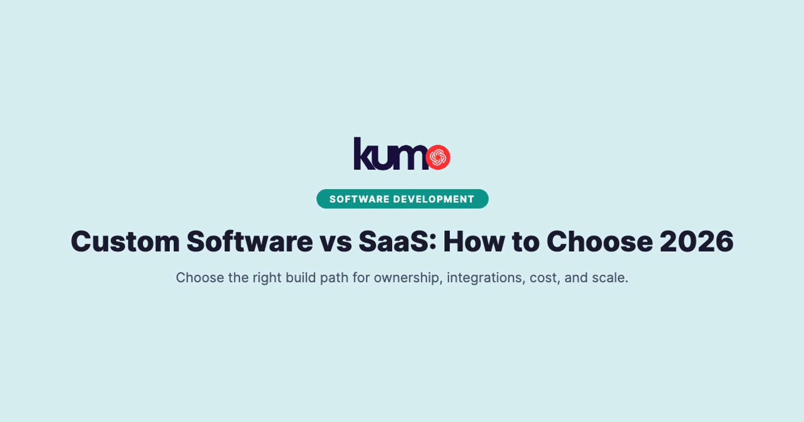 Custom Software vs SaaS: How to Choose 2026 | KUMO