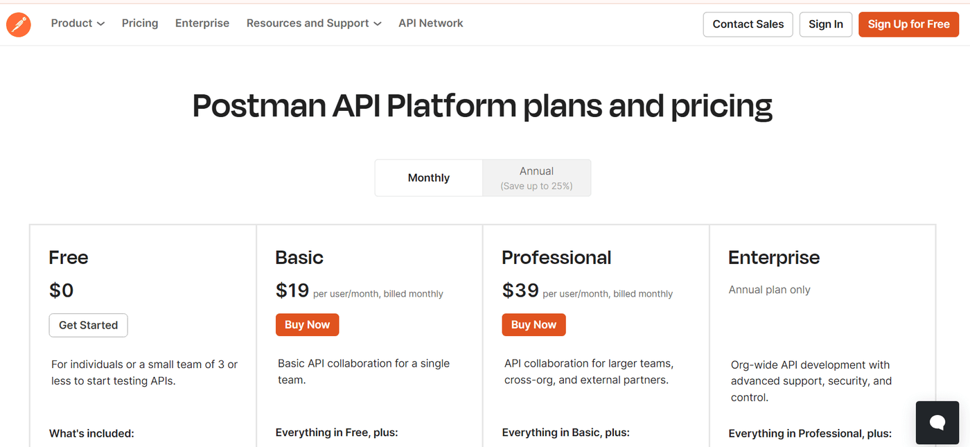 Postman pricing