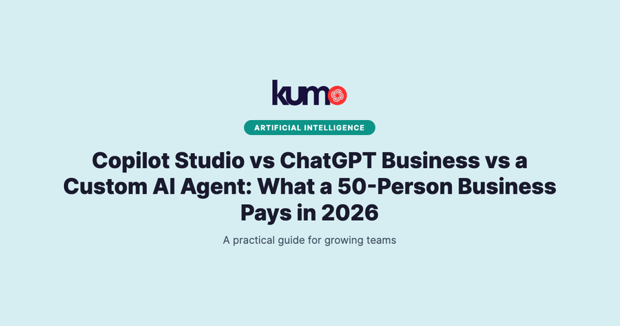 Copilot Studio vs ChatGPT Business vs a Custom AI Agent: What a 50-Person Business Pays in 2026 blog banner