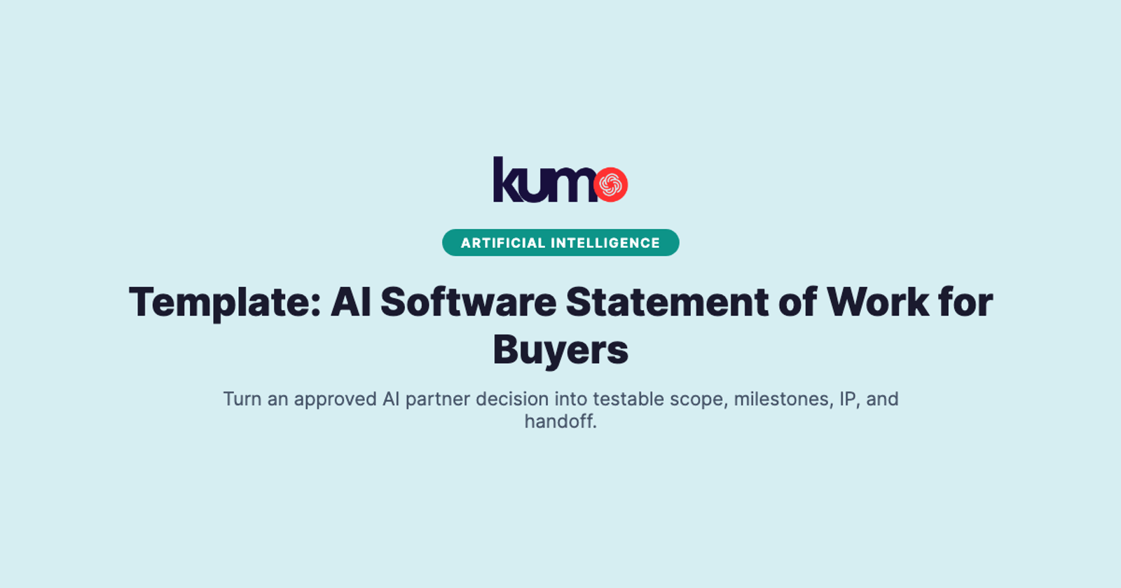 AI software statement of work template covering scope, tests, milestones, IP, and handoff